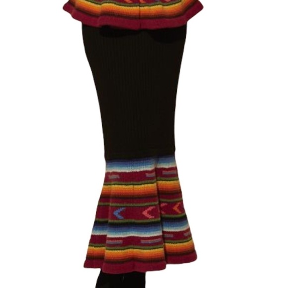 ROJA by Ann Tobias Vintage Black/Red Wool Trumpet Skirt Sz Small - Picture 5 of 6